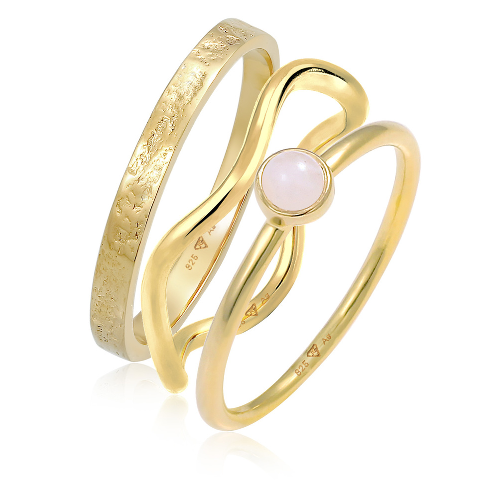 Elli PREMIUM Elli PREMIUM Bague Femmes Pile Solitaire Set avec Quartz Rose en argent sterling  Bague