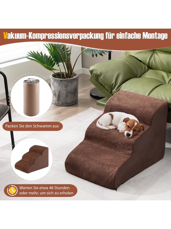 COSTWAY Hundetreppe 3 Stufen in Braun günstig kaufen onesize