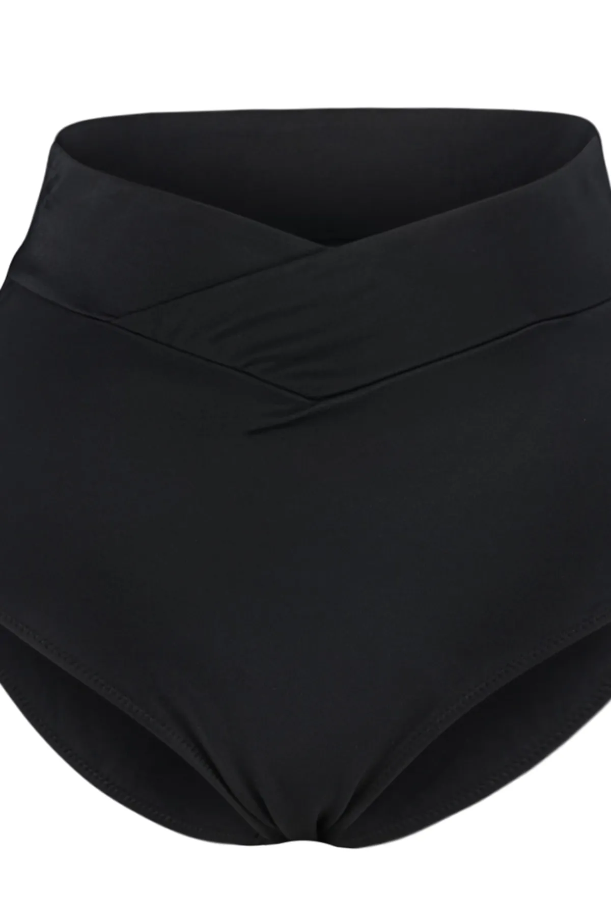 Trendyol Curve  Schwarze Bikinihose mit hoher Taille, schrägem Detail und schlankmachendem Effekt