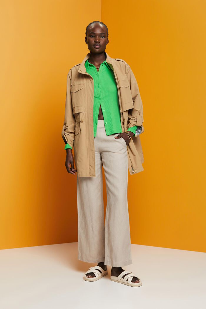 Pull-on-Leinenhose mit weitem Bein