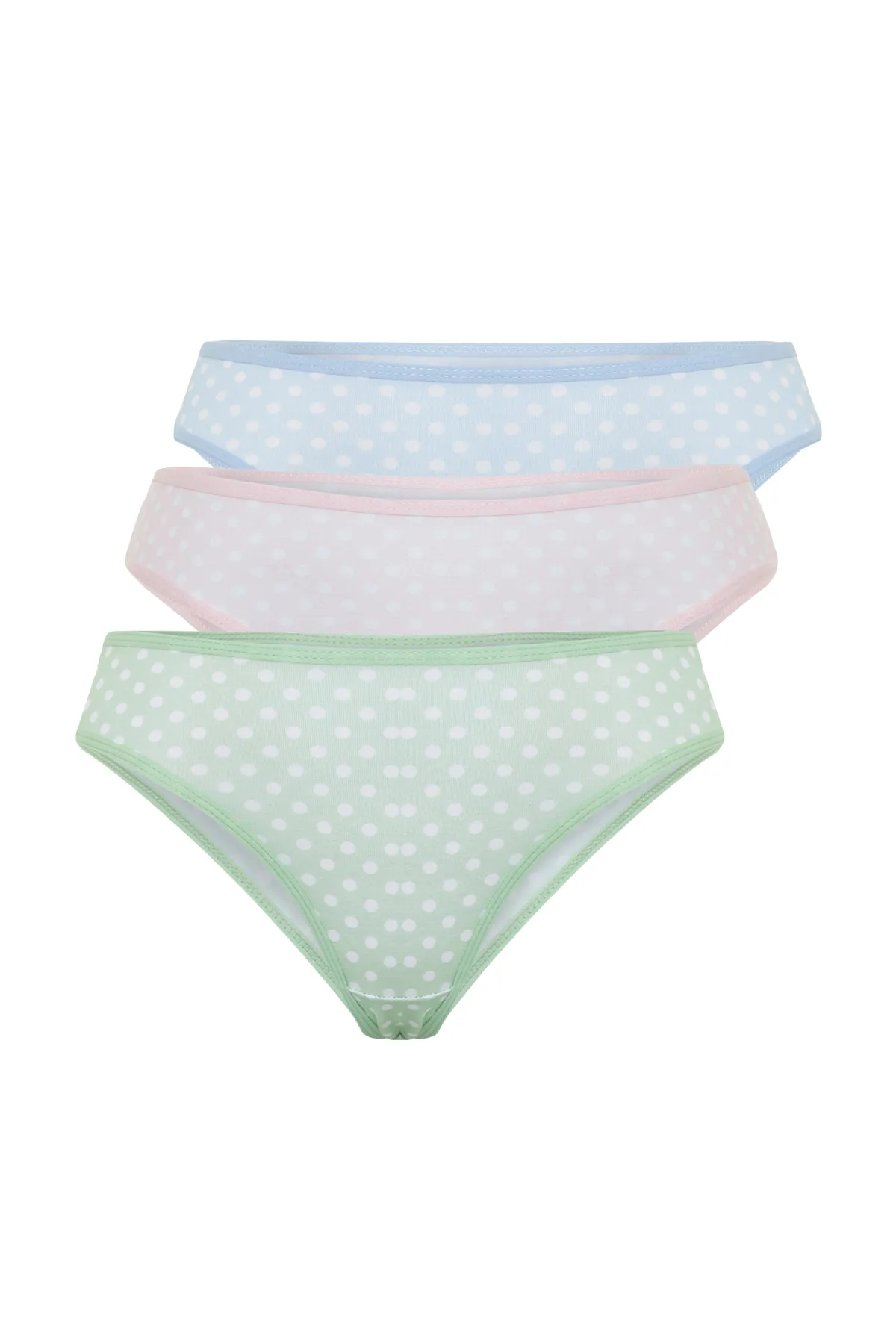 Trendyol Collection  Blau-Mehrfarbige brasilianische Strickhöschen aus Baumwolle im 3er-Pack THMAW24KU00010