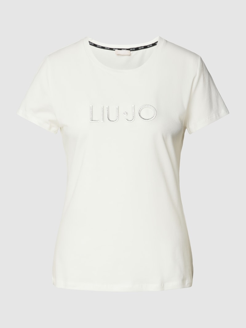T-Shirt mit Ziersteinbesatz in weiss