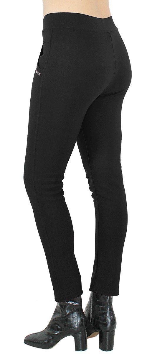dy_mode Thermohose Damen Thermo Hose gefüttert mit Innen-Fleece & Taschen Winterhose in Unifarbe, mit Innenfutter, mit elastischem Bund