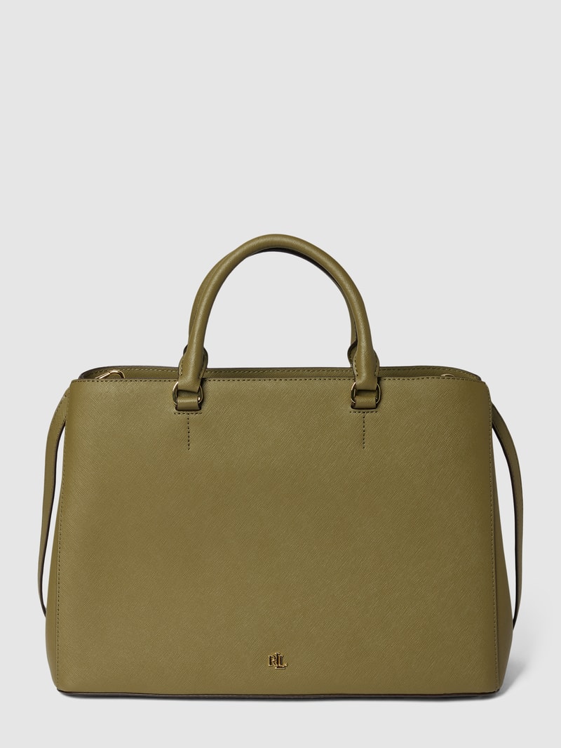 Satchel mit Label-Applikation in olivgrün