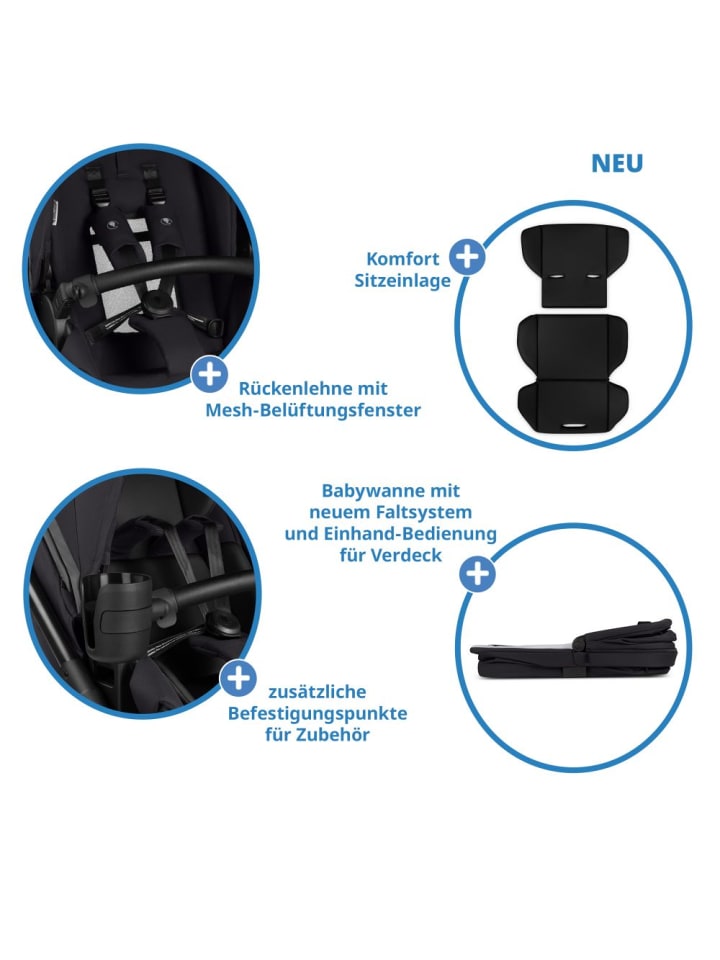 ABC-Design Kombi-Kinderwagen Salsa 5 Run - inkl. Babywanne, in schwarz günstig kaufen onesize