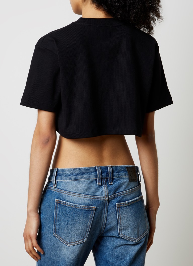 Crop top Off-White Off Stamp à texture côtelée et logo brodé