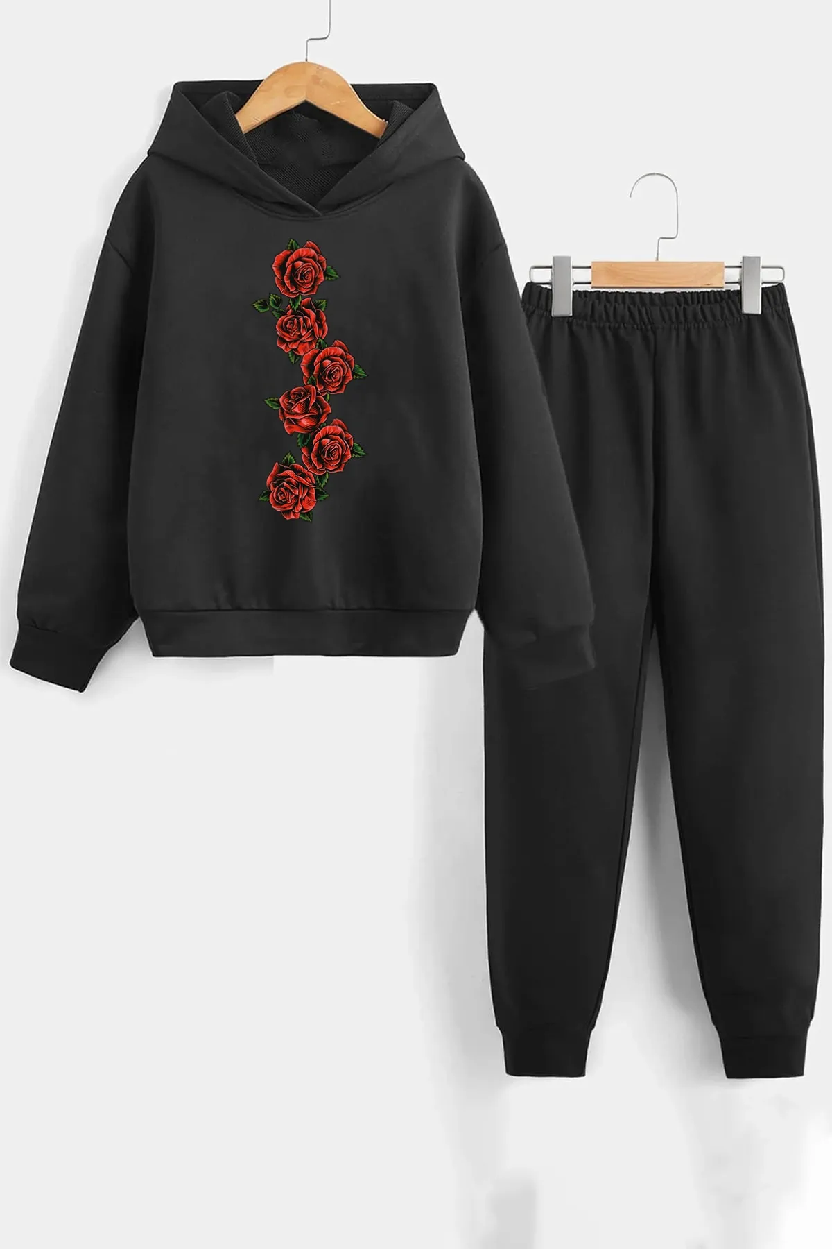 uyguntarz  Kinder-Trainingsanzug-Set mit Rosen-Aufdruck