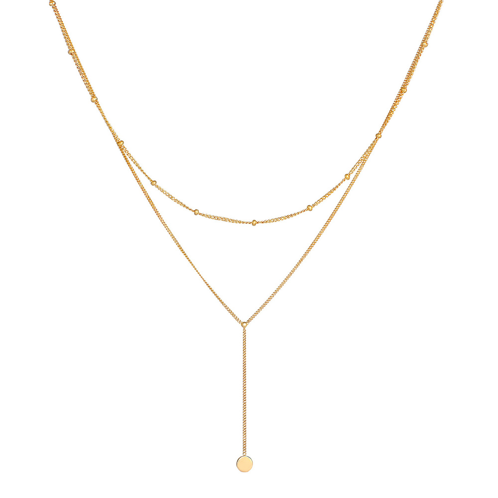 Elli Elli Collier Femmes Couches Chaîne en Y Boule Plaquette en Argent Sterling 925 collier