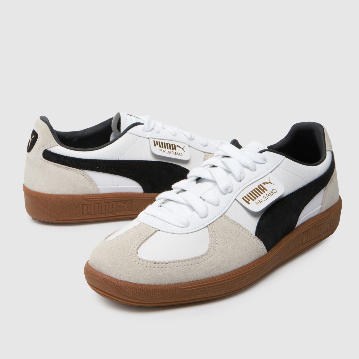 PUMA Palermo lädersneakers i vitt och svart