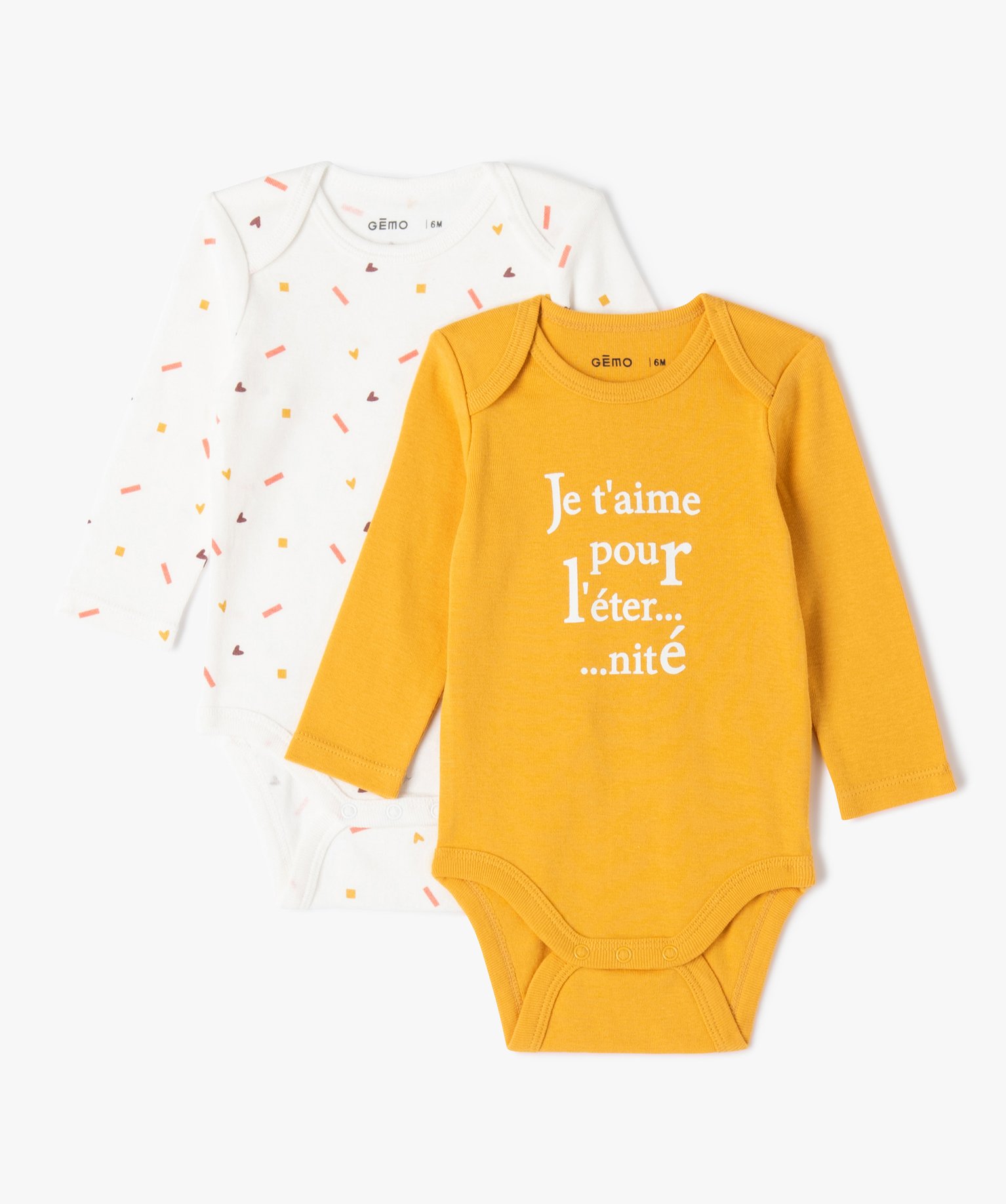 Body bébé à manches longues et motifs (lot de 2) jaune | GEMO