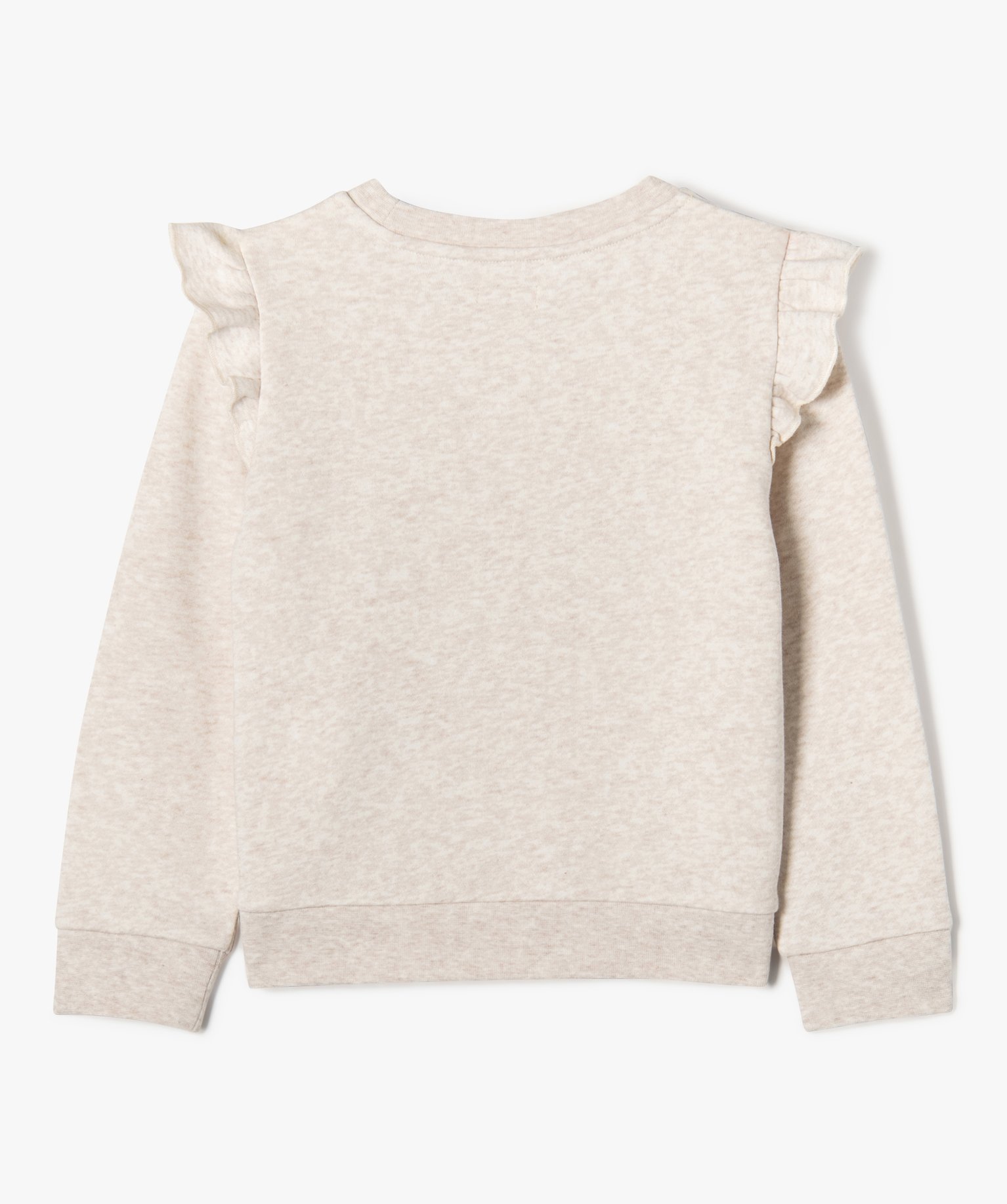 Sweat à volants aux épaules et motif brodé fille ecru | GEMO