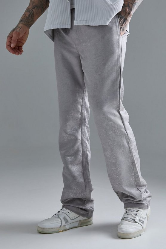 Strukturierte Slim-Fit Hose mit elastischem Bund