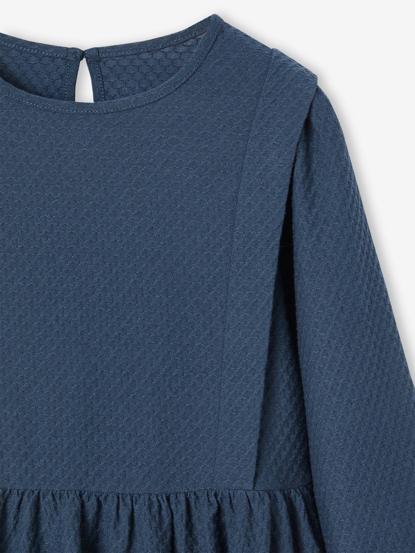 Vertbaudet Mädchen Kleid, Reliefmaterial - hellbraun