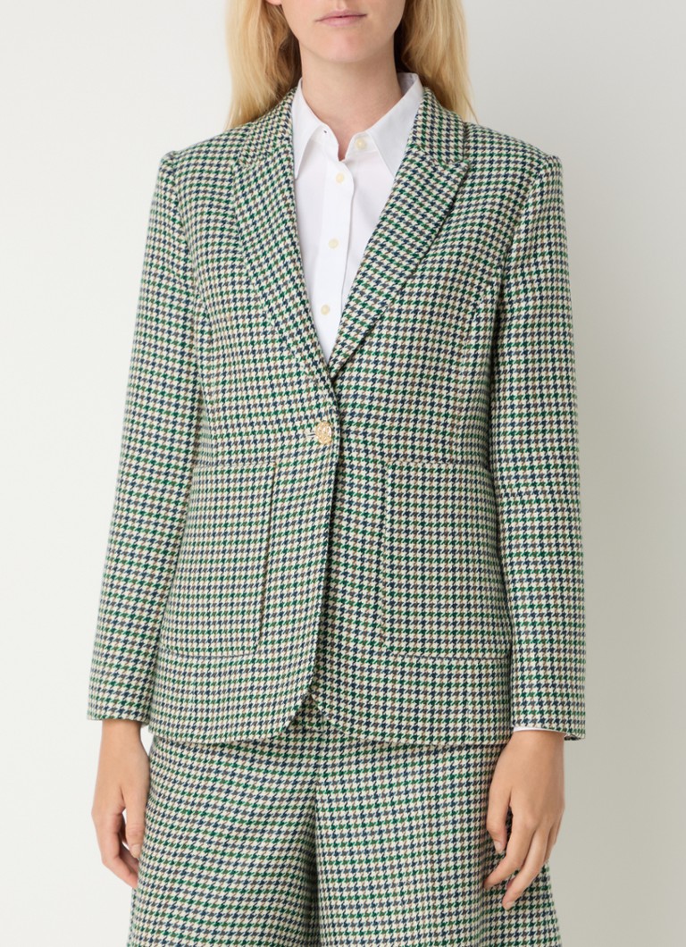 LKBennett Daphne wool blazer with houndstooth pattern and patch pockets