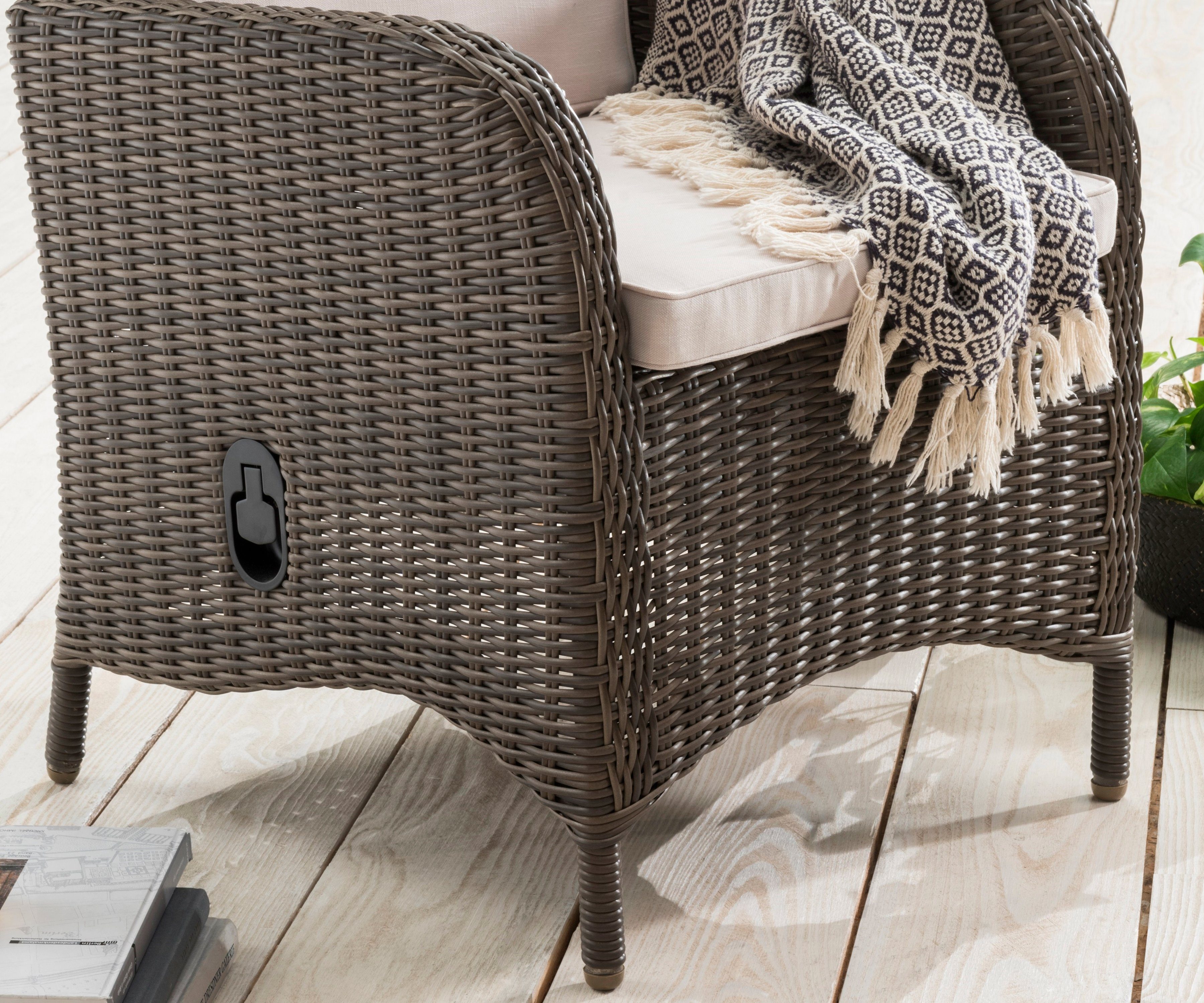 Destiny Rattanstuhl PALMA (Set, 2 St), Polyrattan, Hochlehner stufenlos verstellbar, inkl. Auflage