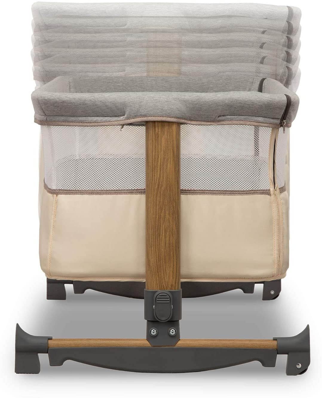 lionelo Kinderbett Leonie Beige Baby 3in1 Beistellbett Matratze Schaukelfunktion, 5-stufige Höhenverstellung, Neigungsverstellung, feststellbare Räder, Wiegefunktion durch umklappbare Beinenden