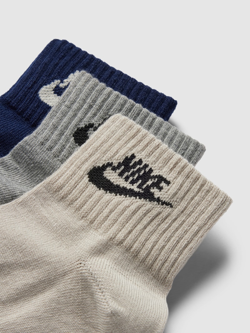 Socken mit Label-Print im 3er-Pack Modell 'EVERYDAY Essential' in offwhite meliert