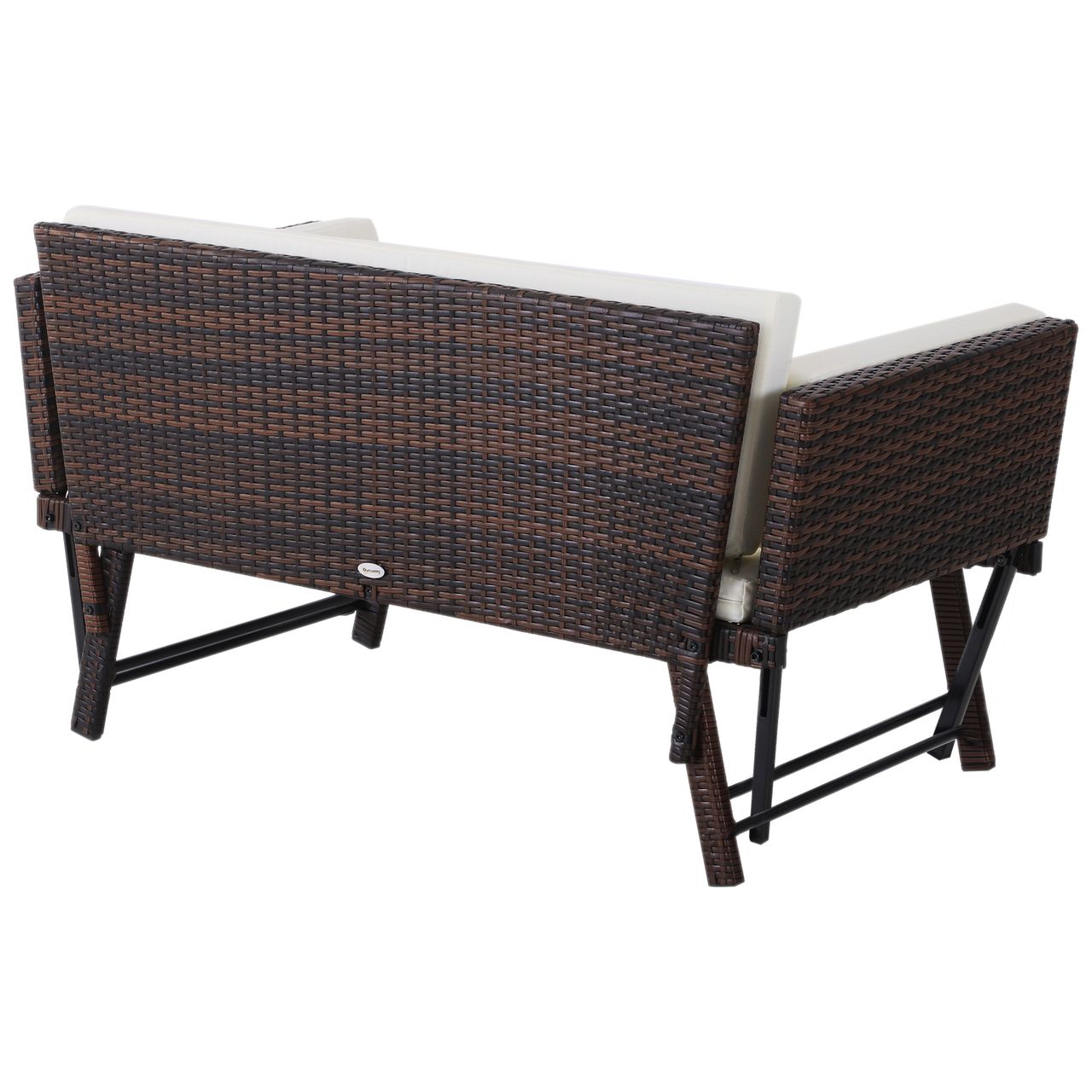 Outsunny Polyrattan Gartensofa 2 Sitzer Loungesofa Gartenliege klappbar Braun