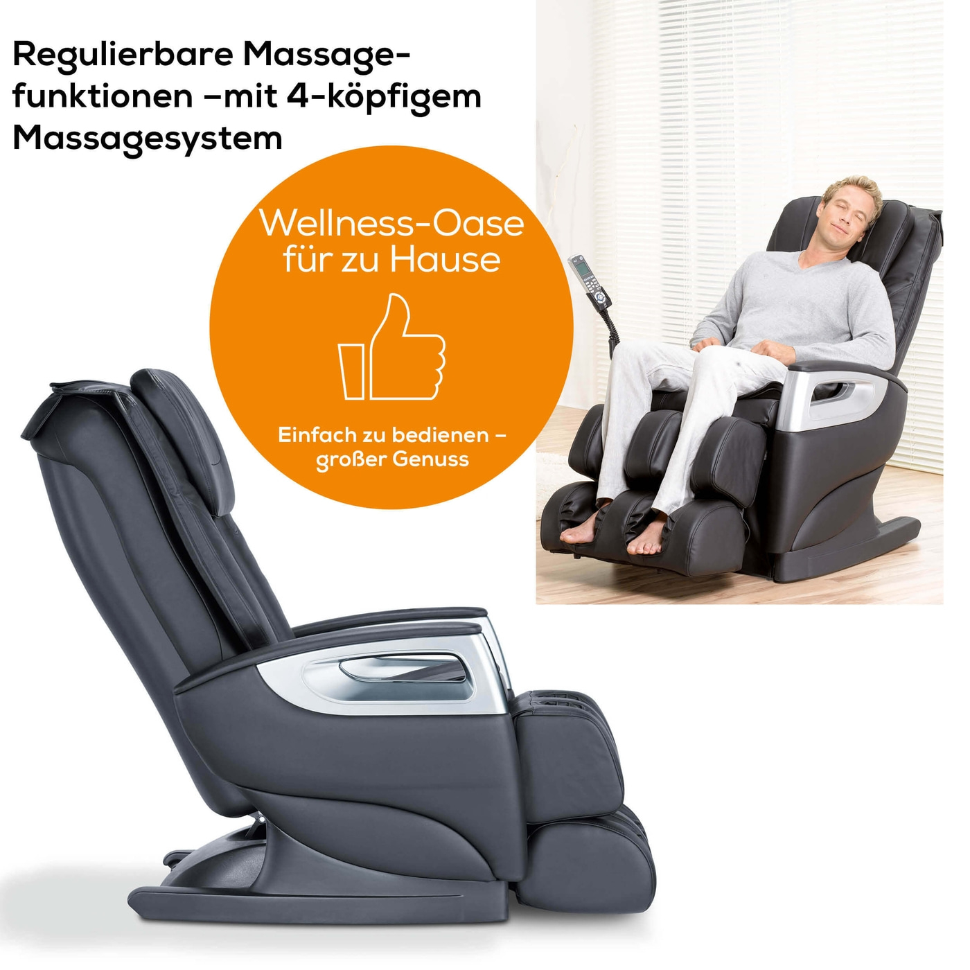 Beurer Shiatsu-Massagesessel MC 5000 HCT-deluxe-Ganzkörpermassagesessel mit 5 individuell wählbaren Massagearten & Körperscanning