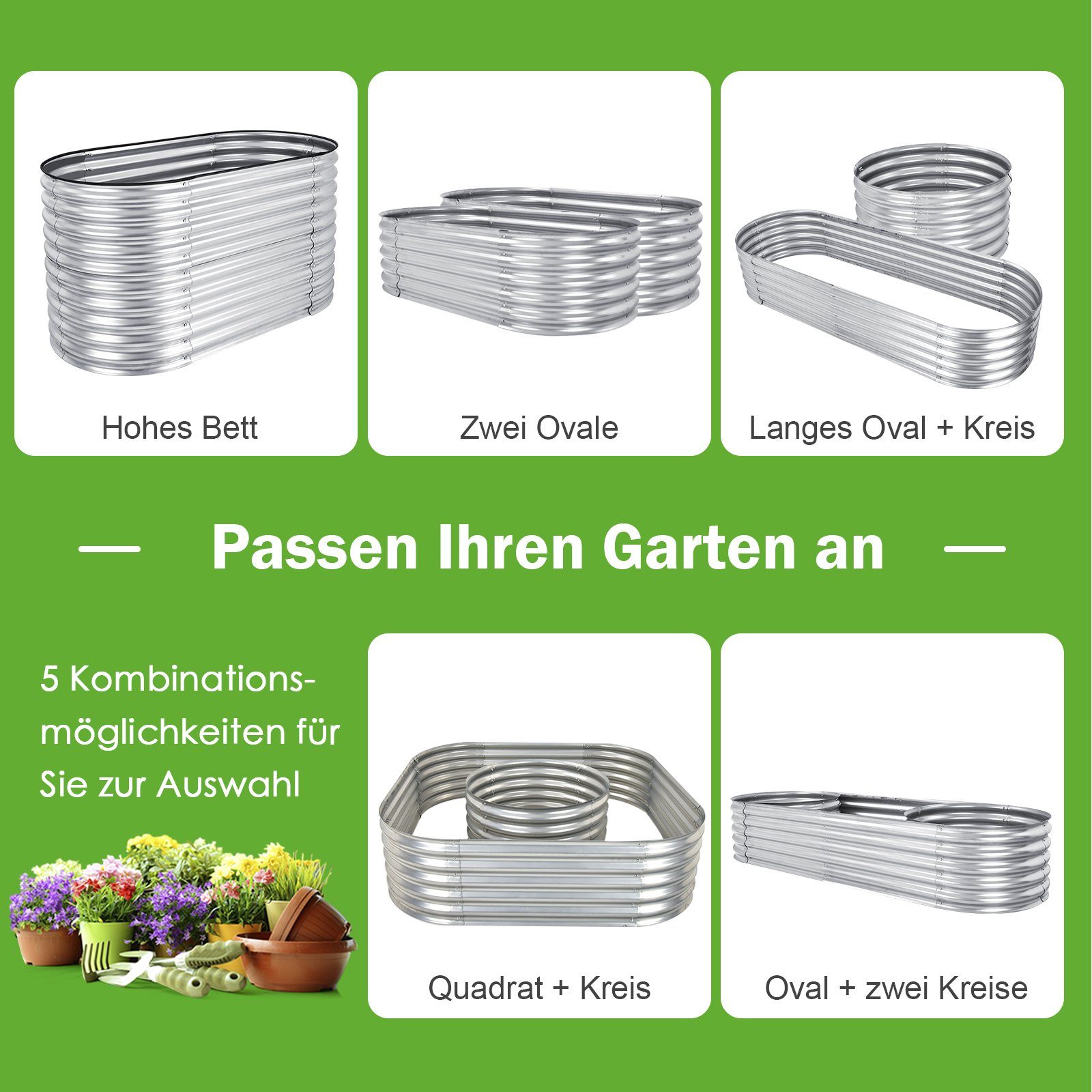 COSTWAY Hochbeet Pflanzkasten, mit offenem Boden, 157,5 x 80 x 81,5 cm