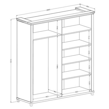 Lomadox Schlafzimmer-Set EPSOM-83, (Spar-Set, 5-St), grün Abisko Esche Nb. mit Lefkas Eiche Nb., Landhausstil