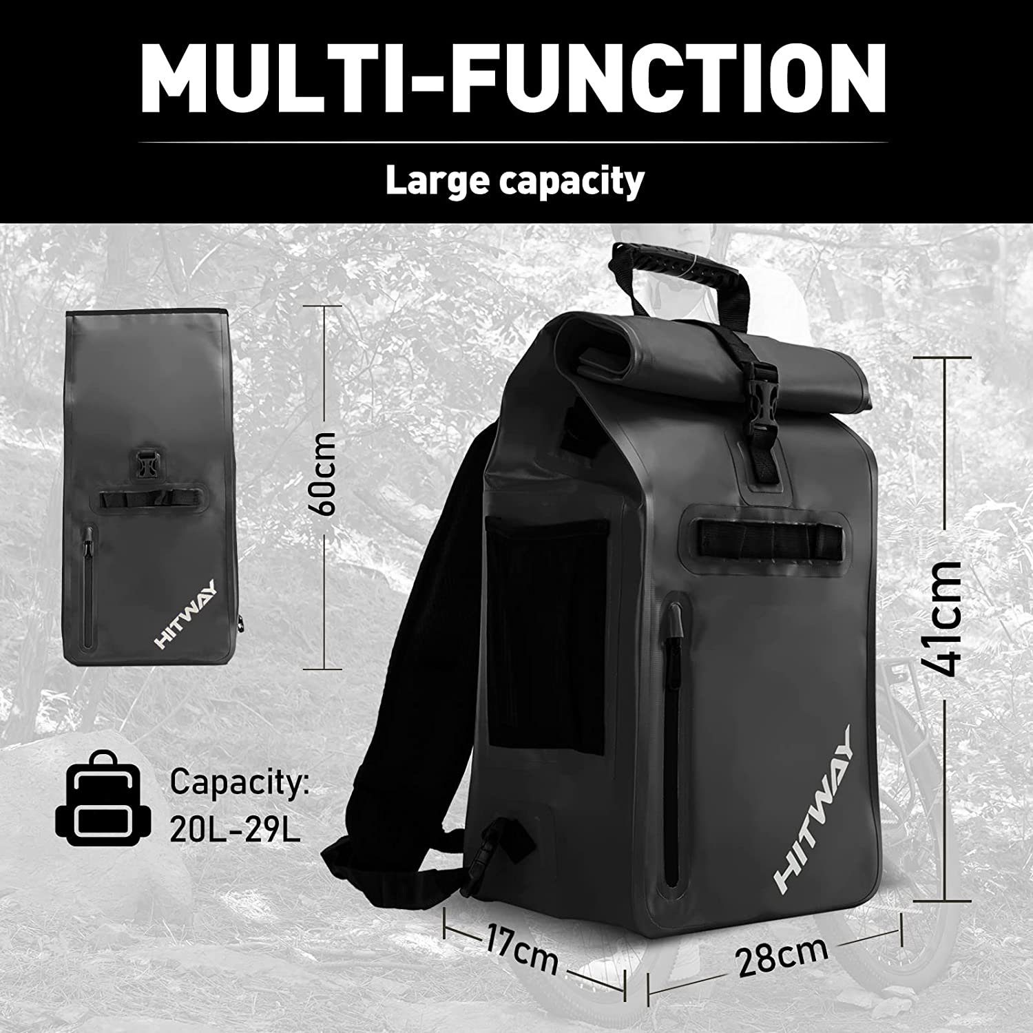 HITWAY Fahrradtasche 3in1 Fahrradtasche-29L-Geeignet als Gepäckträgertasche- wasserdicht