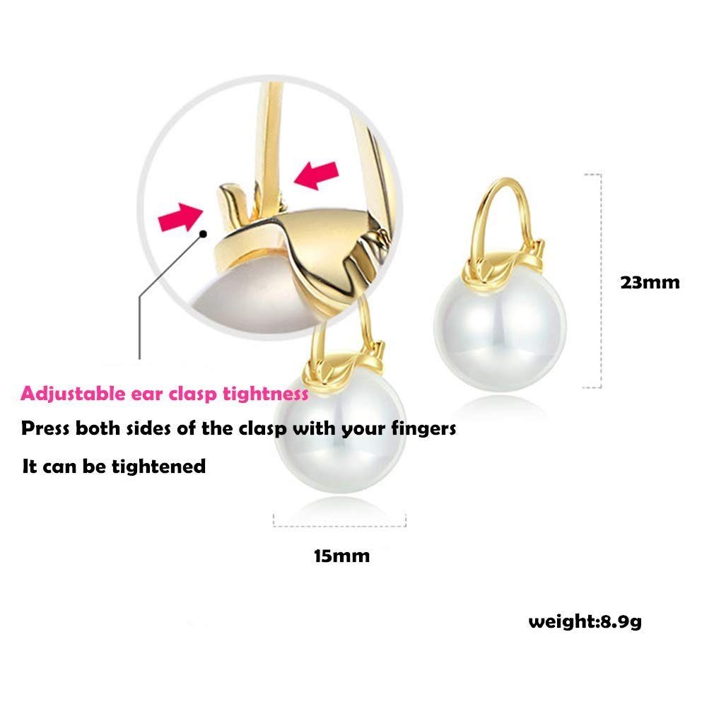 POCHUMIDUU Perlenohrringe Damen Ohrringe Golden Vergoldet Ohrhänger (2-tlg), Groß Perlen Tropfen Hängend Ohrringe Schmuck Geschenke Für Frauen