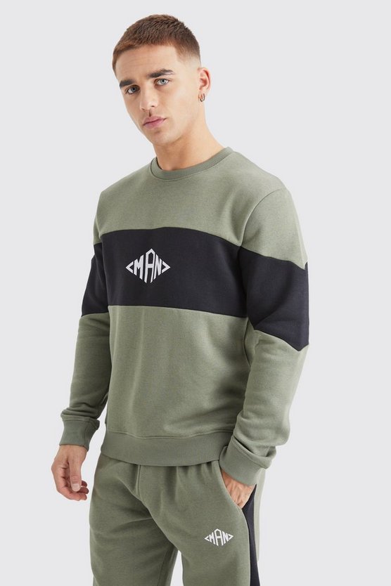 Man Slim-Fit Colorblock Sweatshirt-Trainingsanzug