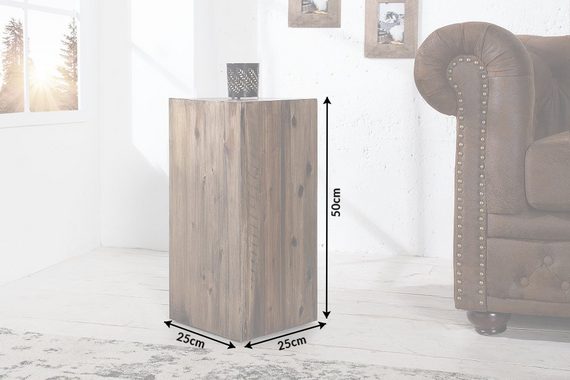 riess-ambiente Beistelltisch COLUMNA 50cm vintage braun, Massivholz · Deko-Säule · Handarbeit · Akazie