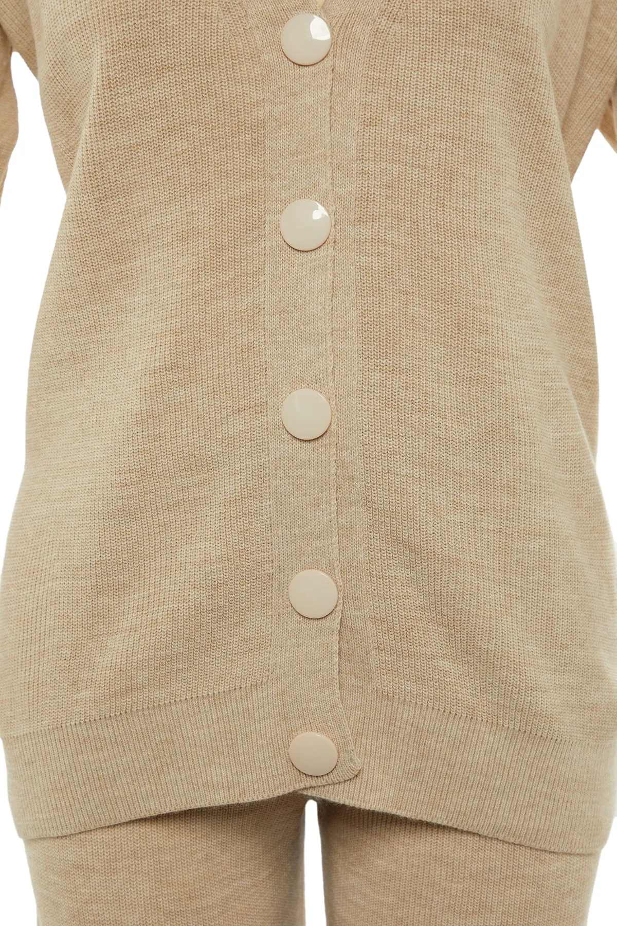 Trendyol Collection  Beiges Super-Oversize-Strickoberteil und -Unterteil-Set TWOAW23AU00001