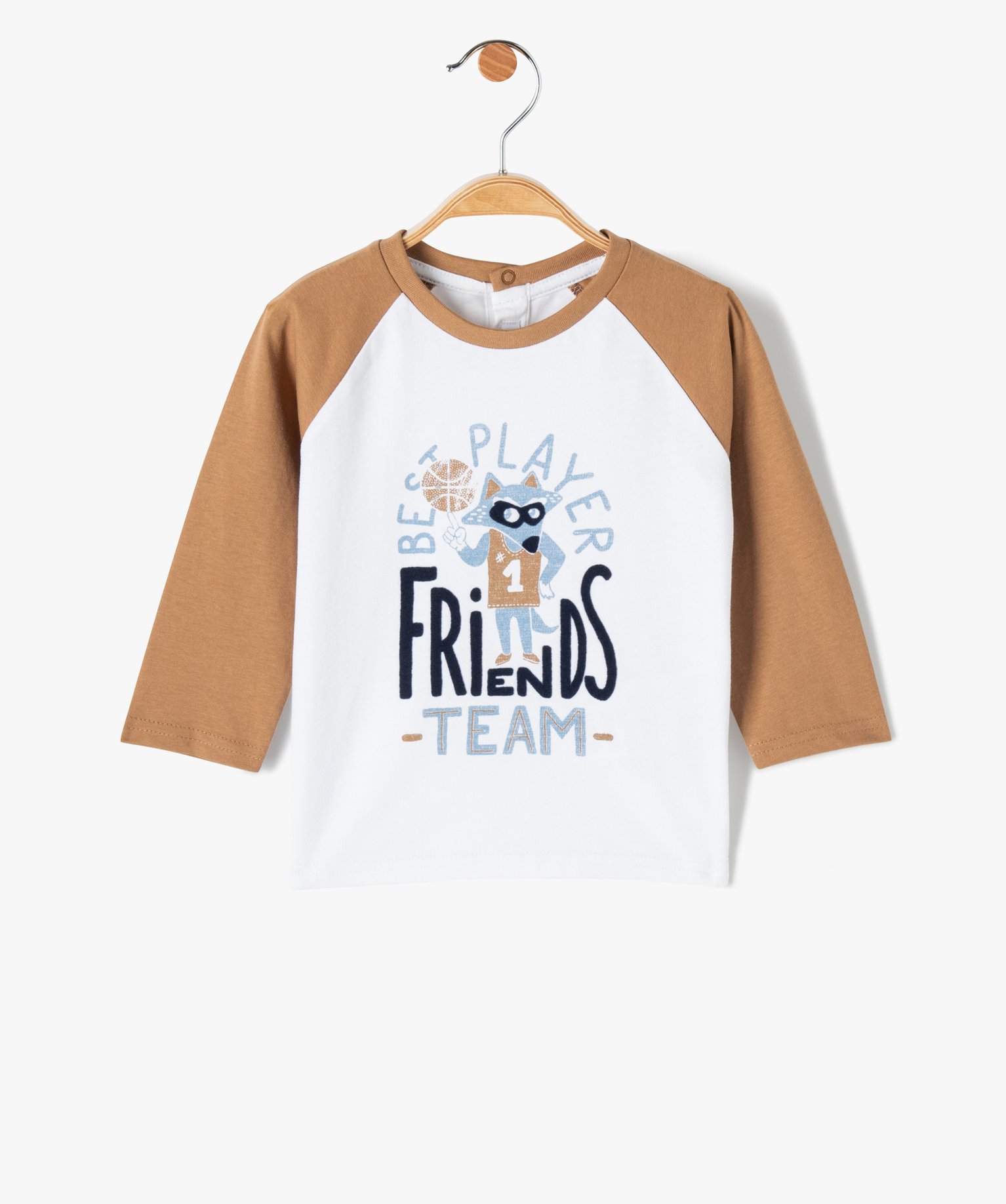 Tee-shirt bébé Garçon à manches longues contrastantes marron | GEMO