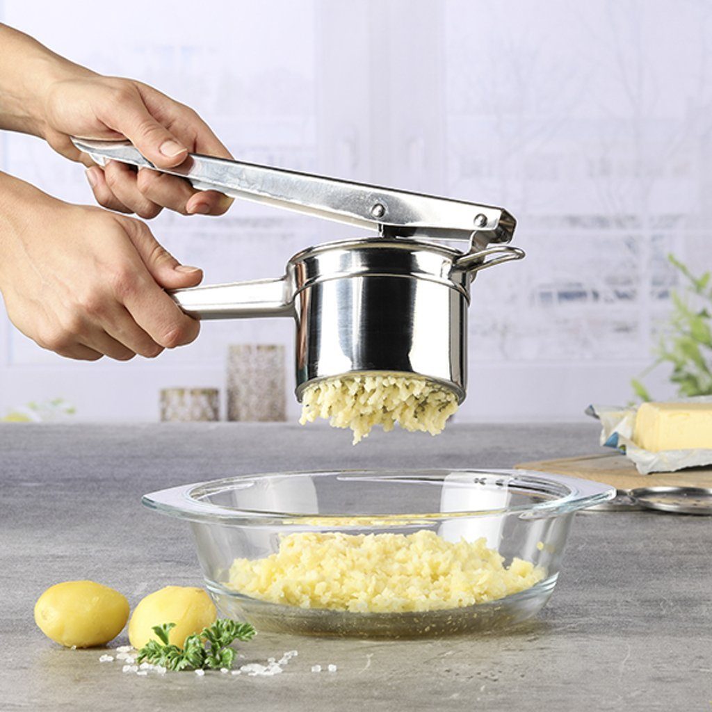 Gravidus Kartoffelpresse Edelstahl Kartoffelpresse Spätzlepresse 3 Locheinsätze