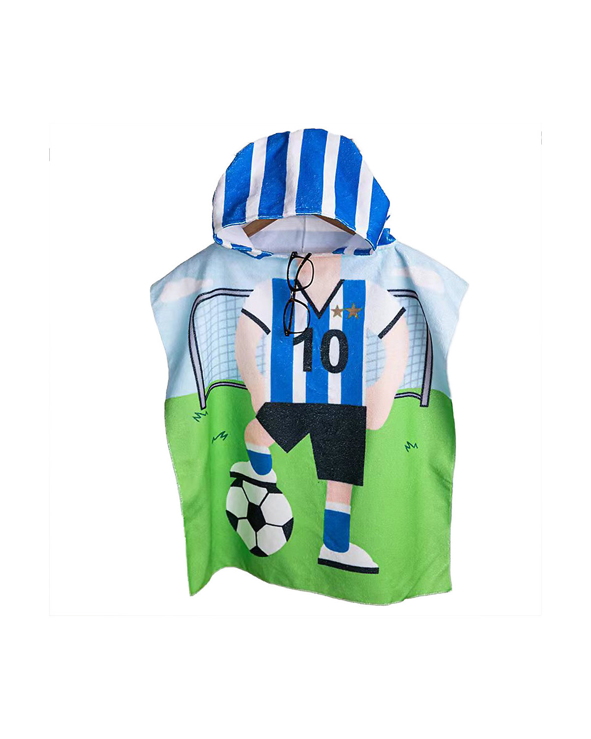 Badeponcho Fußball Cartoon Strandtuch 60 cm Bademäntel für Kinder