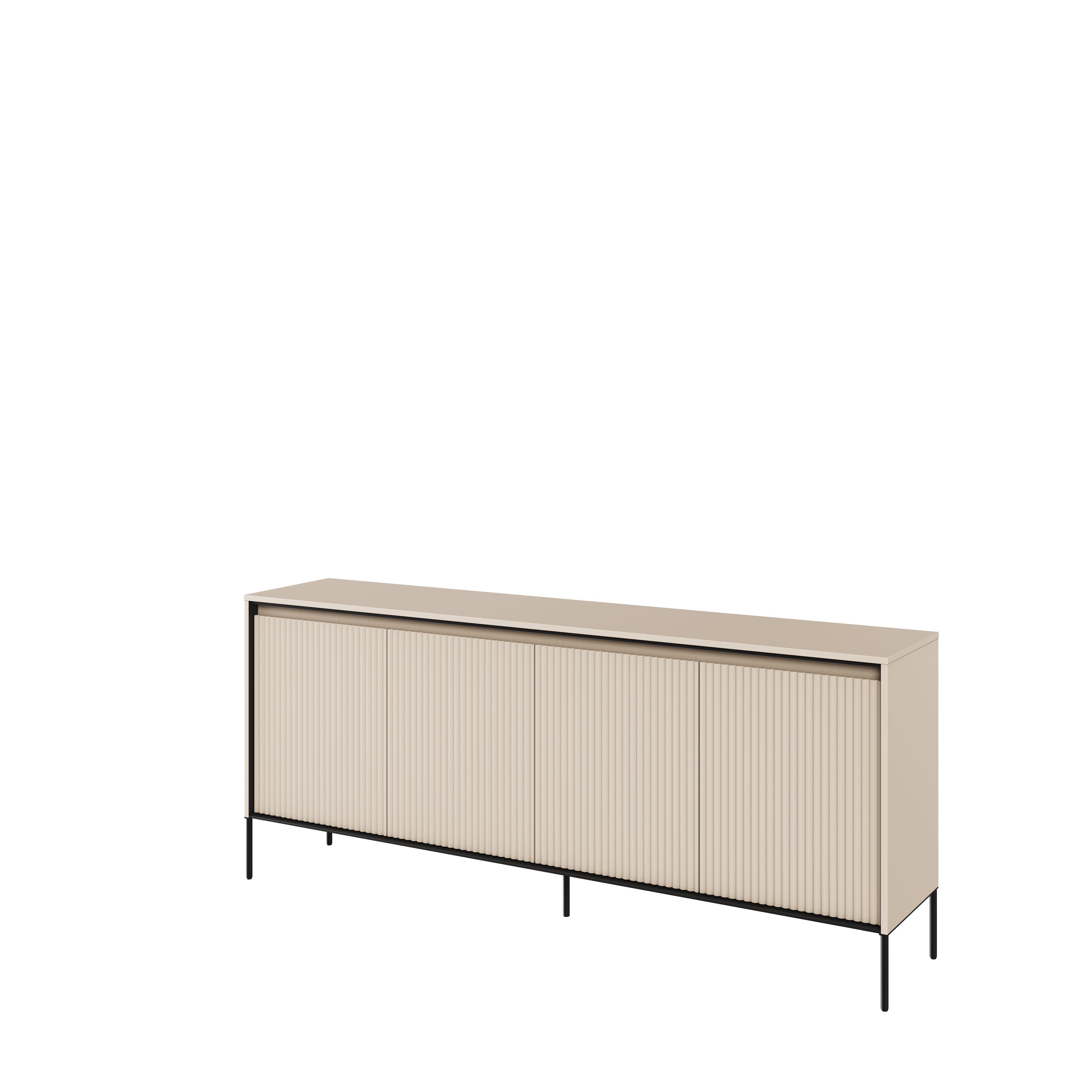 Compleo Kommode FLORE (193x40x83 cm) mit 4 Türen, Metallfüße, LED-Beleuchtung