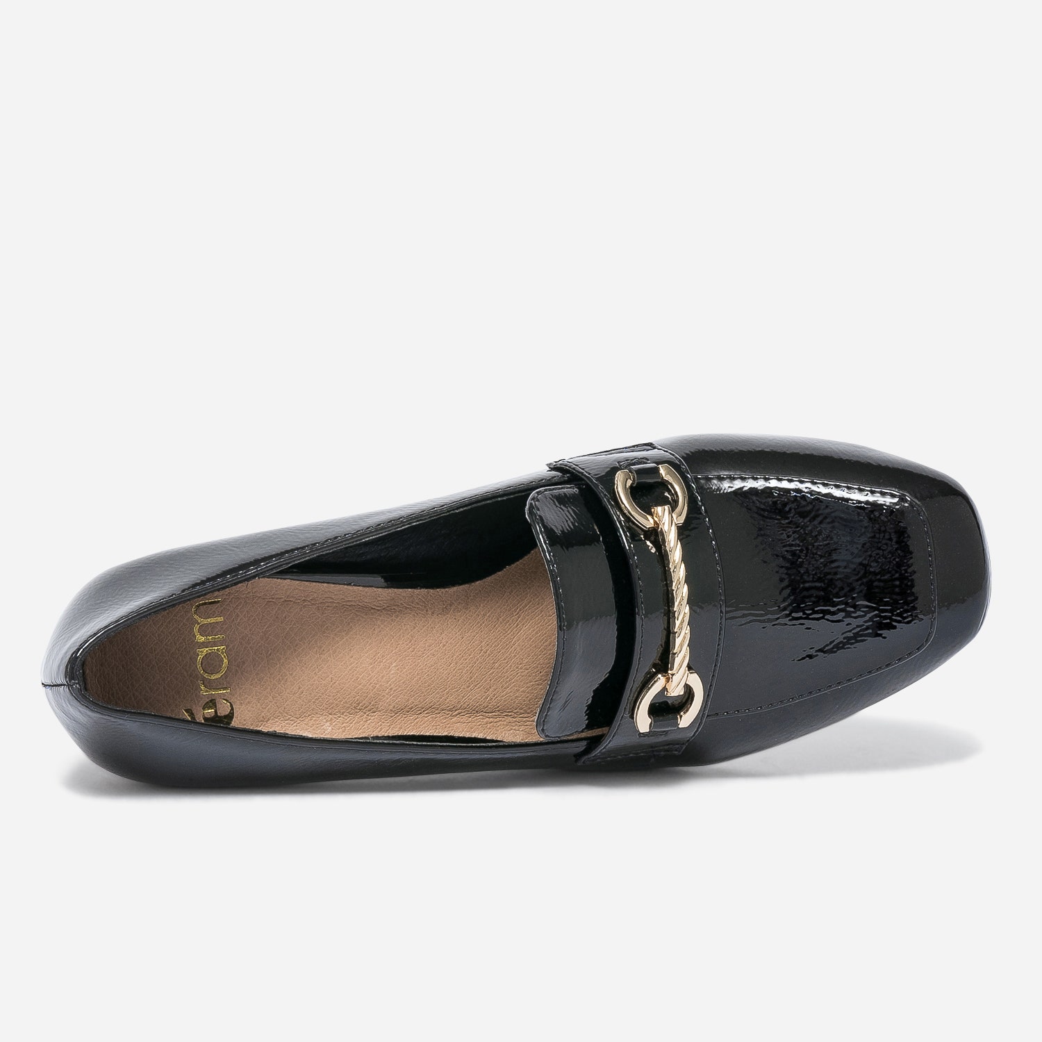 Mocassin à talon noir verni