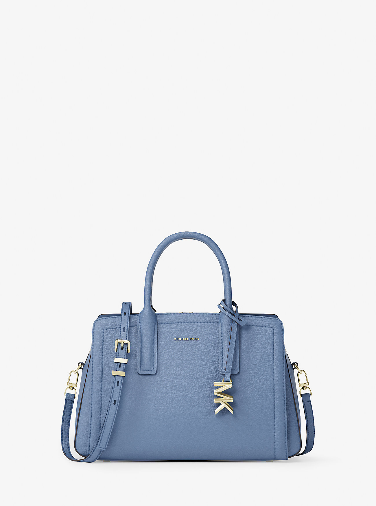 Laila Small Pebbled Leather Satchel - FRENCH BLUE