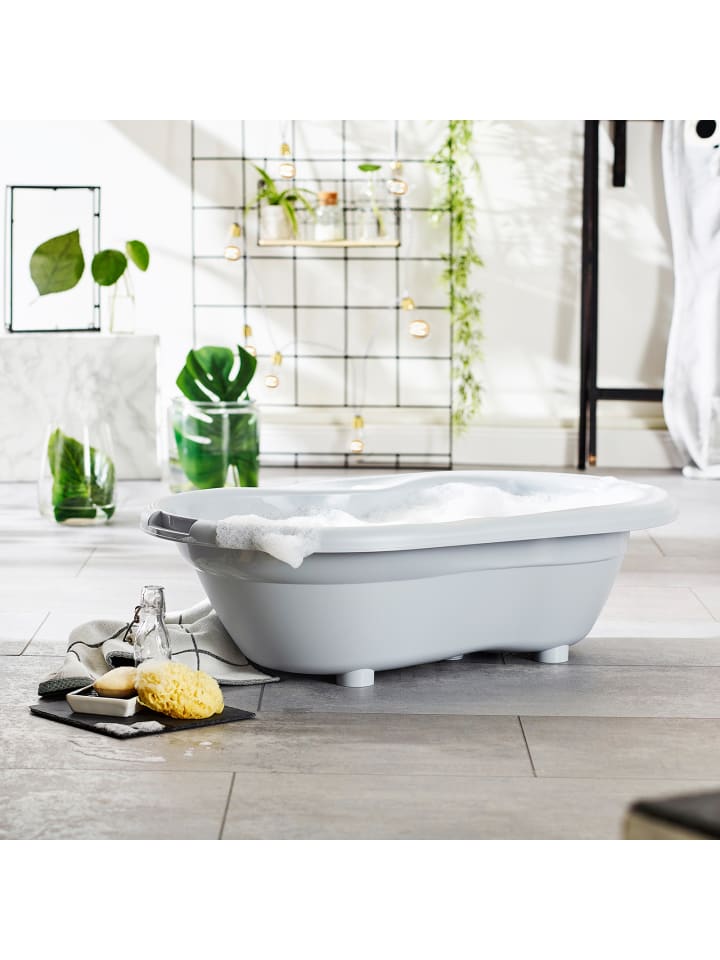 Rotho Babydesign Babybadewanne mit Antirutschmatte in der Innenseiten in stone grey günstig kaufen onesize
