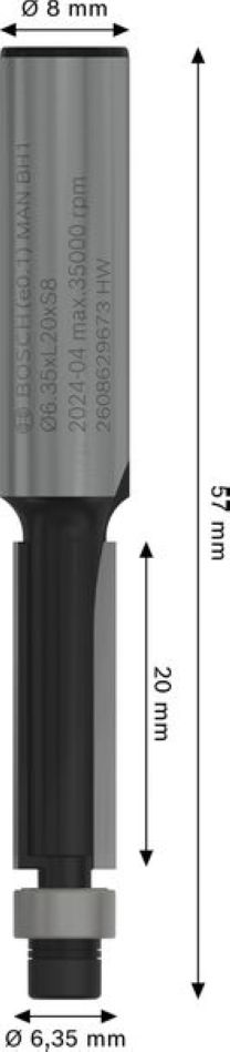 Accesorios Bosch Blue 2608629673 PRO Edge Router 8 mm D1 635 mm L 20 mm