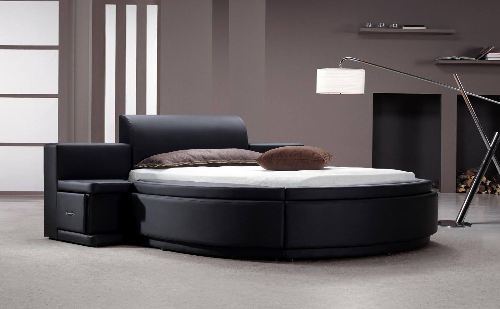 Salottini Lederbett XL Doppelbett Bett Cagliari 200x200 cm schwarz SOFORT LIEFERBAR, Stauraum, Schubladen