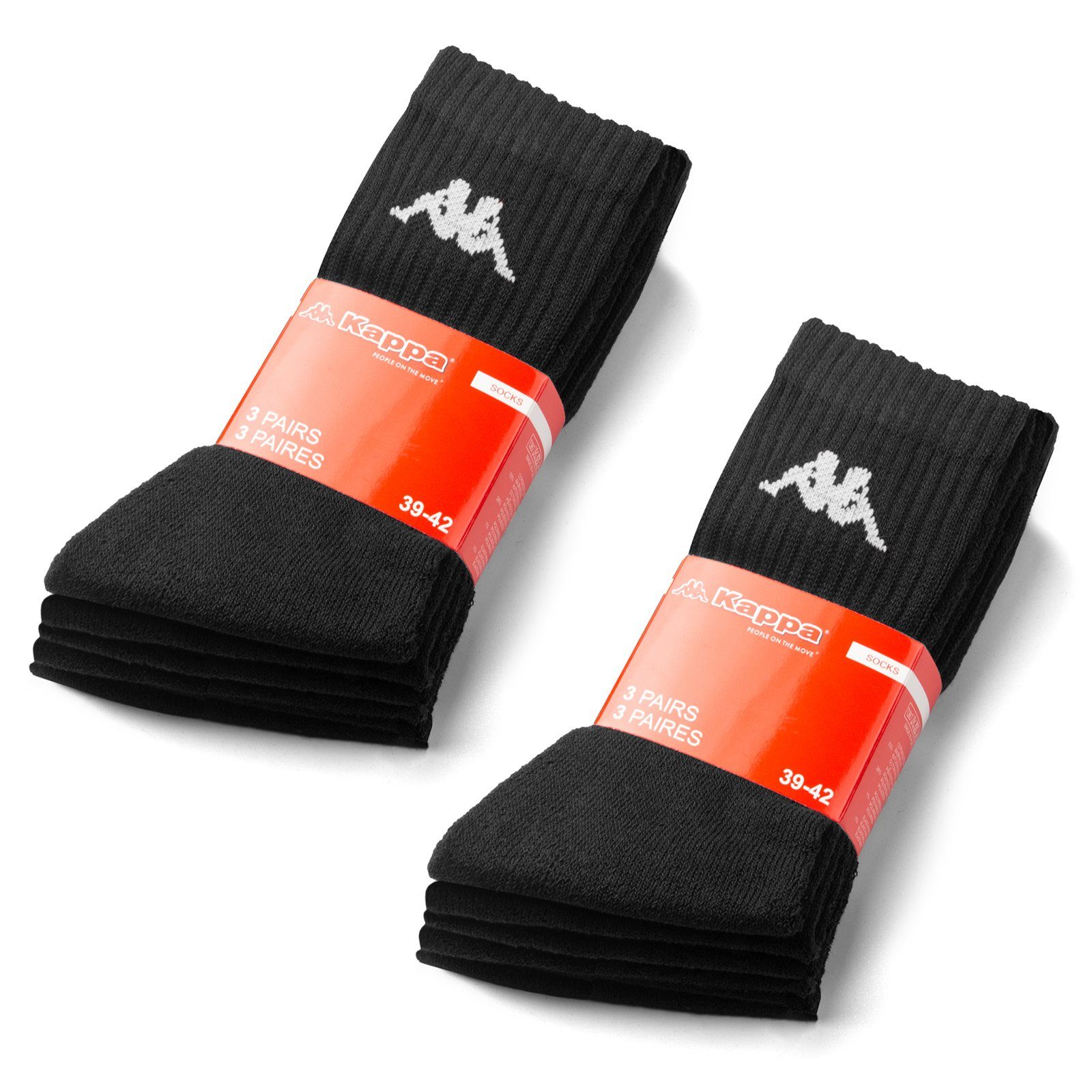 sockenkauf24 Sportsocken 6 oder 12 Paar KAPPA Socken Herren & Damen Sportsocken (Schwarz, 6-Paar, 39-42) Arbeitssocken Baumwolle WP