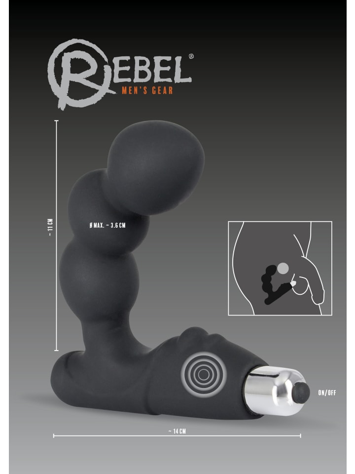 Rebel Prostata-Vibrator Rebel Bead-Shaped Prostate Stimulator in schwarz günstig kaufen 14 cm