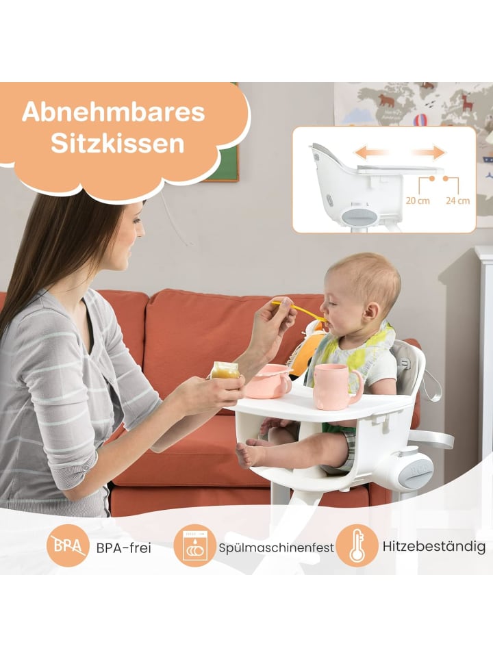 COSTWAY 4 in 1 Hochstuhl in Grau günstig kaufen onesize