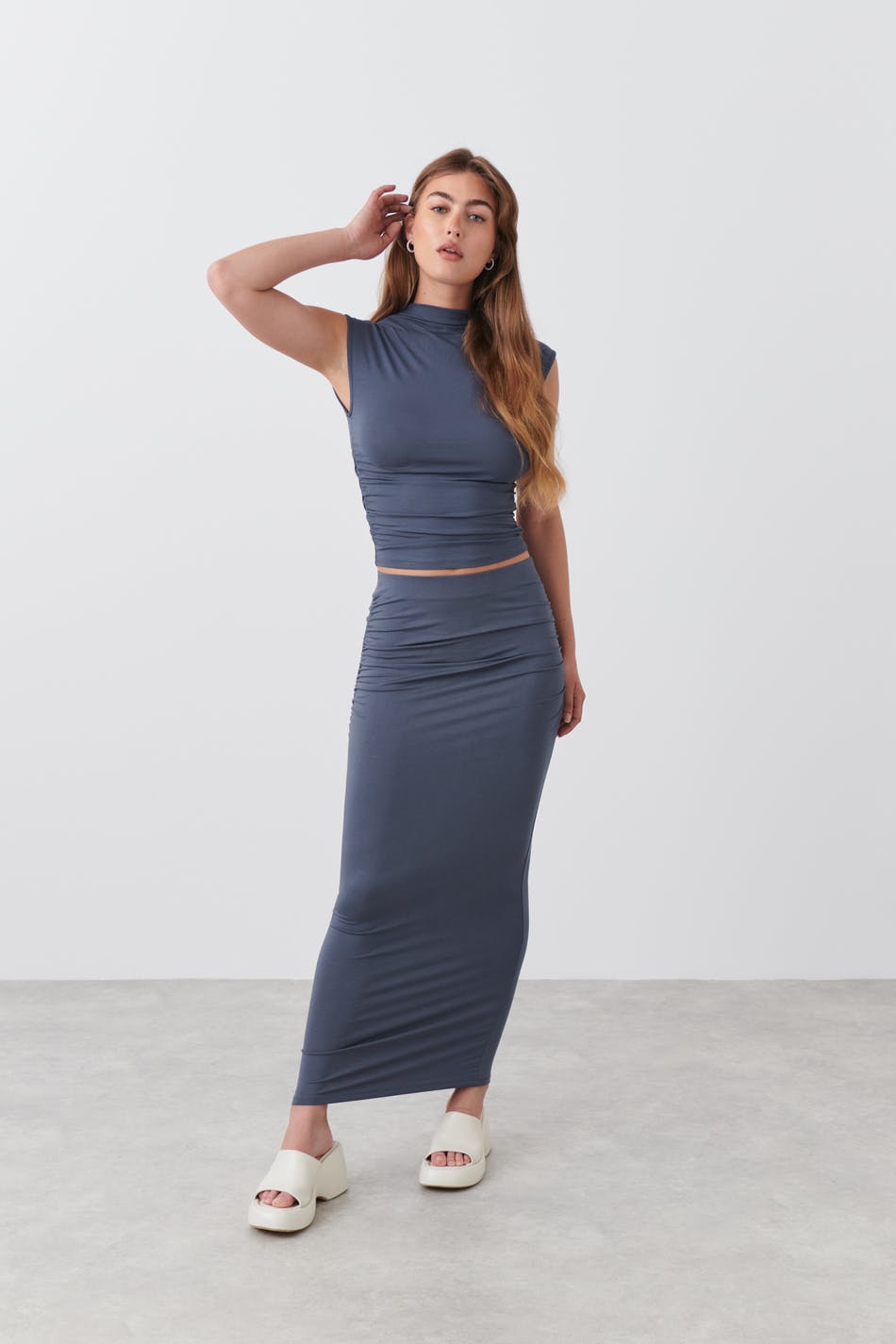 Soft touch ruched skirt