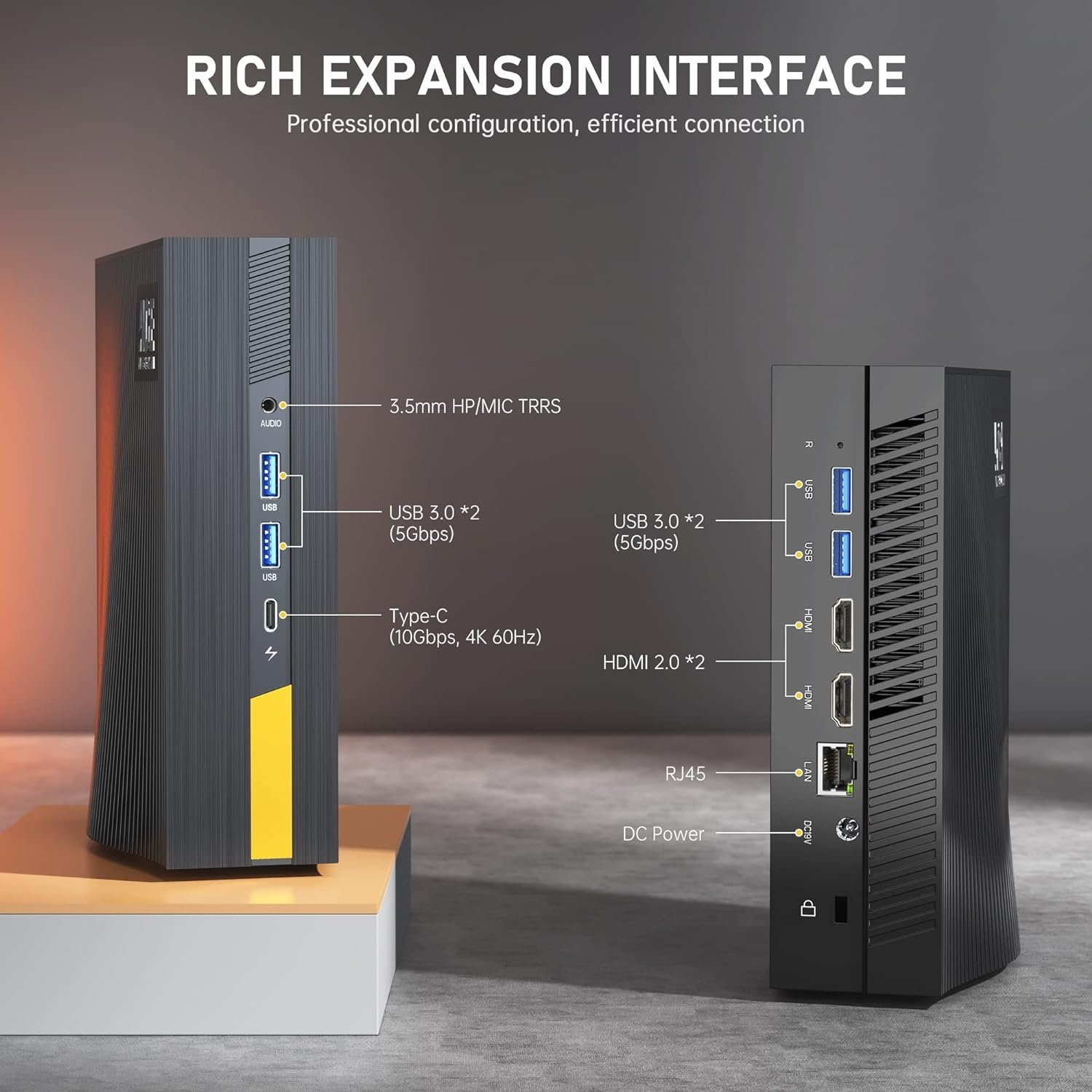 ACEMAGICIAN Mini-PC (Intel 12450H, 16 GB RAM, 512 GB SSD, Mini Desktop PC mit 4K UHD 4,4 GHz Type C BT 5.2 WiFi6 60HZ ‎LGA 1700)