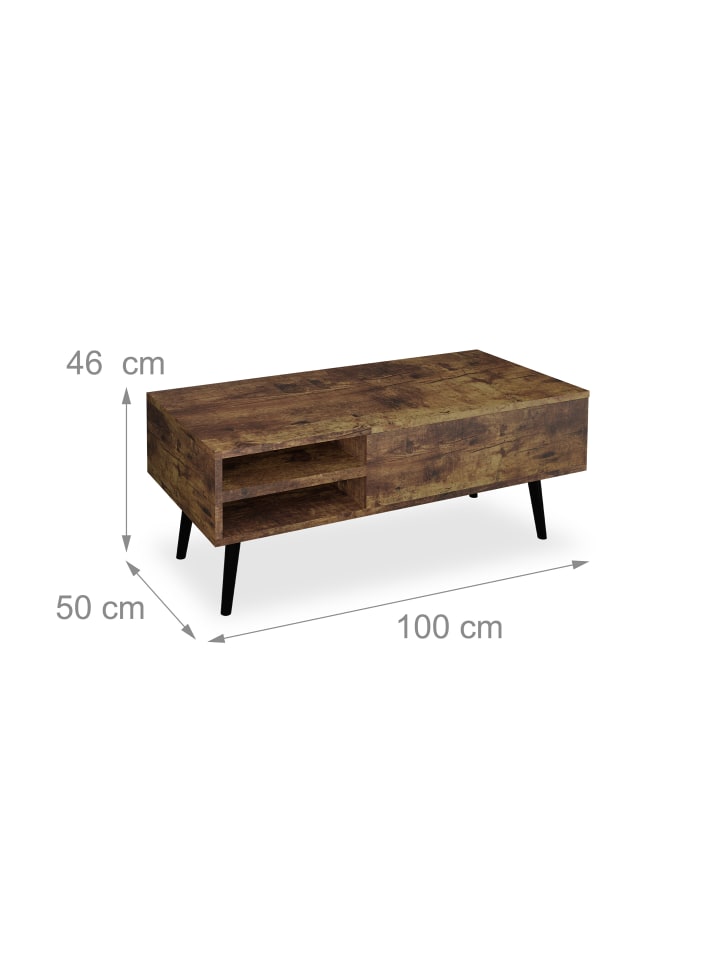 relaxdays Couchtisch in Braun - (B)100 x (H)46 x (T)50 cm günstig kaufen onesize