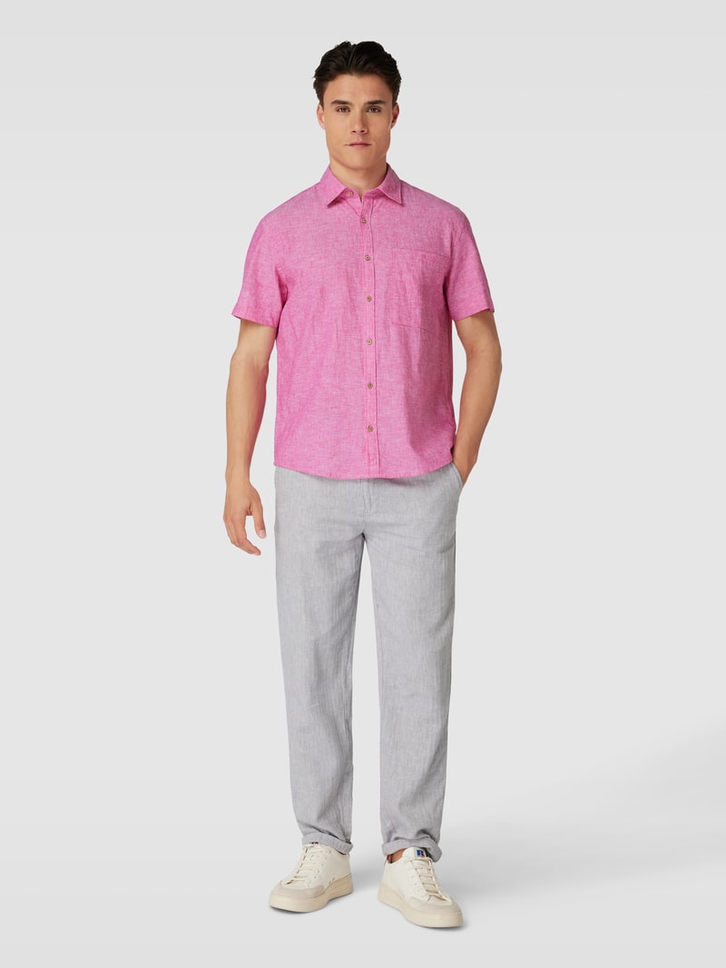 Freizeithemd aus Baumwolle mit Brusttasche in pink