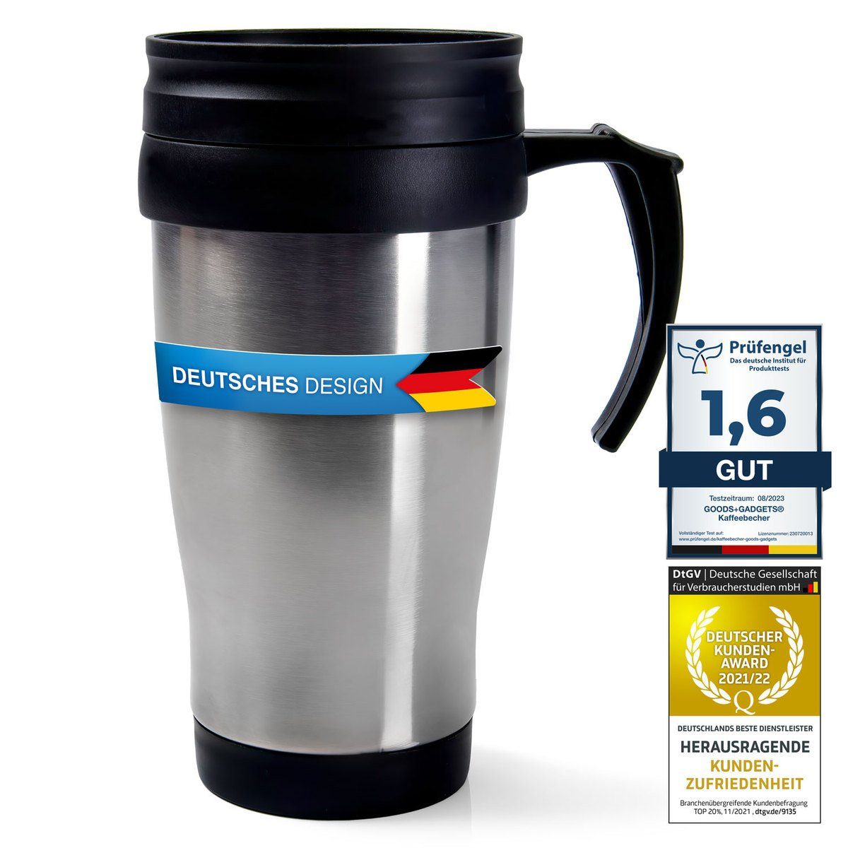 Goods+Gadgets Thermobecher Coffee-2-go Trink-Becher, To-Go Mehrweg Iso-Tasse Kaffeebecher