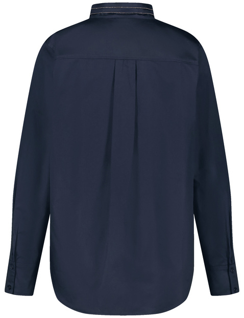 Baumwollbluse mit dekorativem Stehkragen