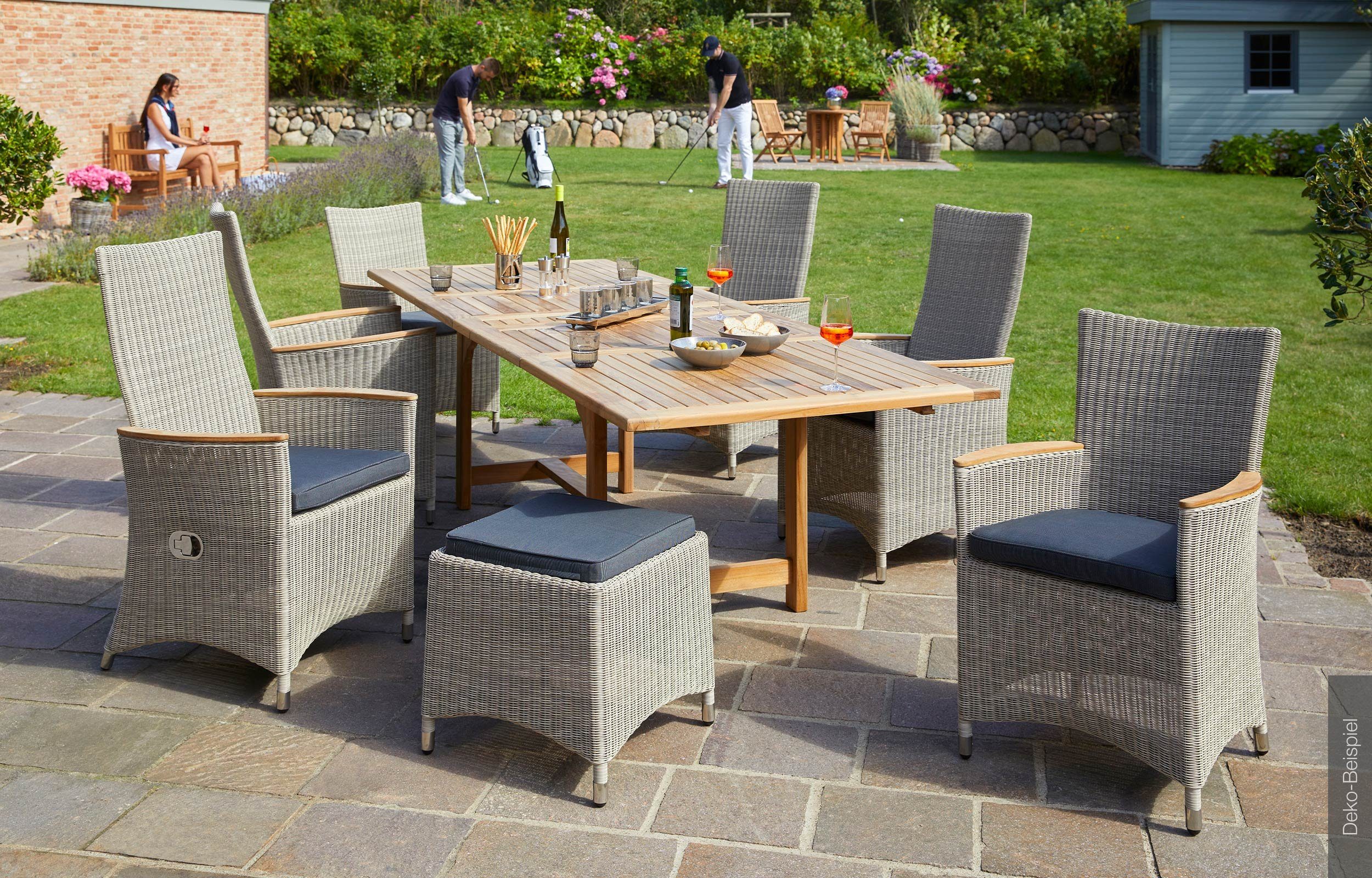 LC Garden Gartenlounge-Hocker LC Garden Chelsea Hocker Fußbank beige 48x48x45cm