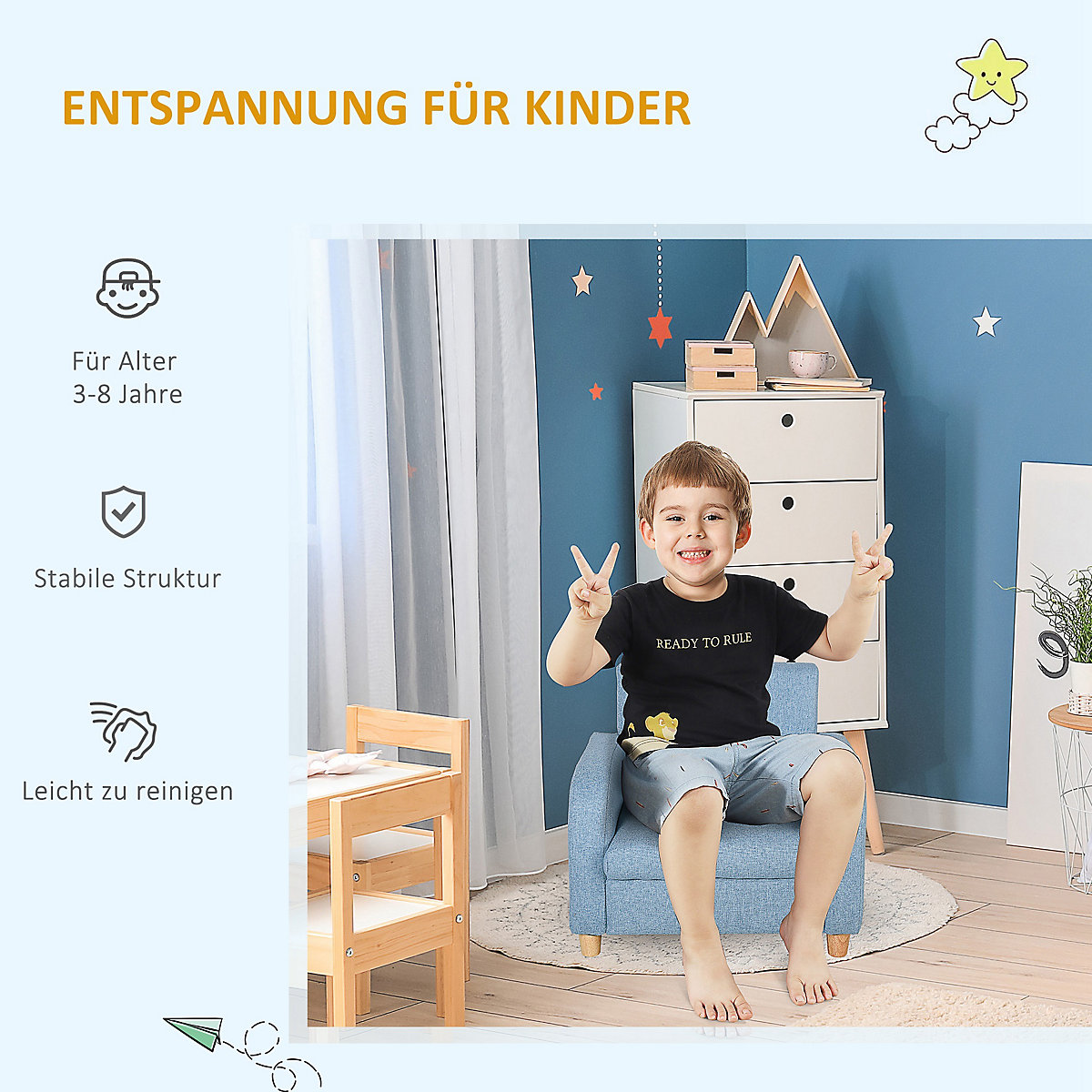 Kindersessel mit Holzfüßen